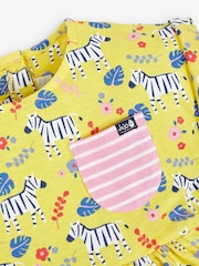 JoJo Maman Bébé Yellow Zebra Print Drop Shoulder Dress - Image 2 of 2