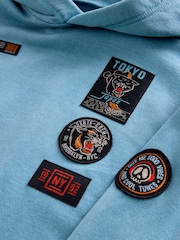 Blue 100% Cotton Embroidery Badge Hoodie (3-16yrs) - Image 3 of 4