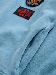 Blue 100% Cotton Embroidery Badge Hoodie (3-16yrs) - Image 4 of 4