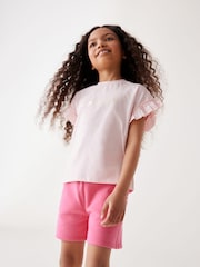 Baker by Ted Baker Lilac Purple Frilled 100% Cotton T-Shirt and Short Set - Image 6 of 13