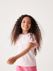 Baker by Ted Baker Lilac Purple Frilled 100% Cotton T-Shirt and Short Set - Image 7 of 13