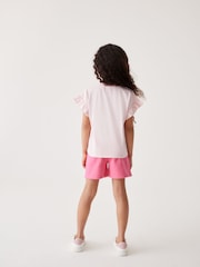 Baker by Ted Baker Lilac Purple Frilled 100% Cotton T-Shirt and Short Set - Image 8 of 13