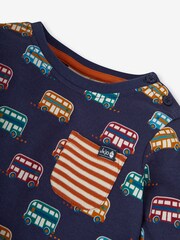 JoJo Maman Bébé Navy Boys' London Bus Print Top - Image 2 of 2