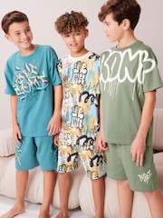 Graffitis bleu/vert - Pyjama court 3 Pack (3-16ans) - Image 1 de 10