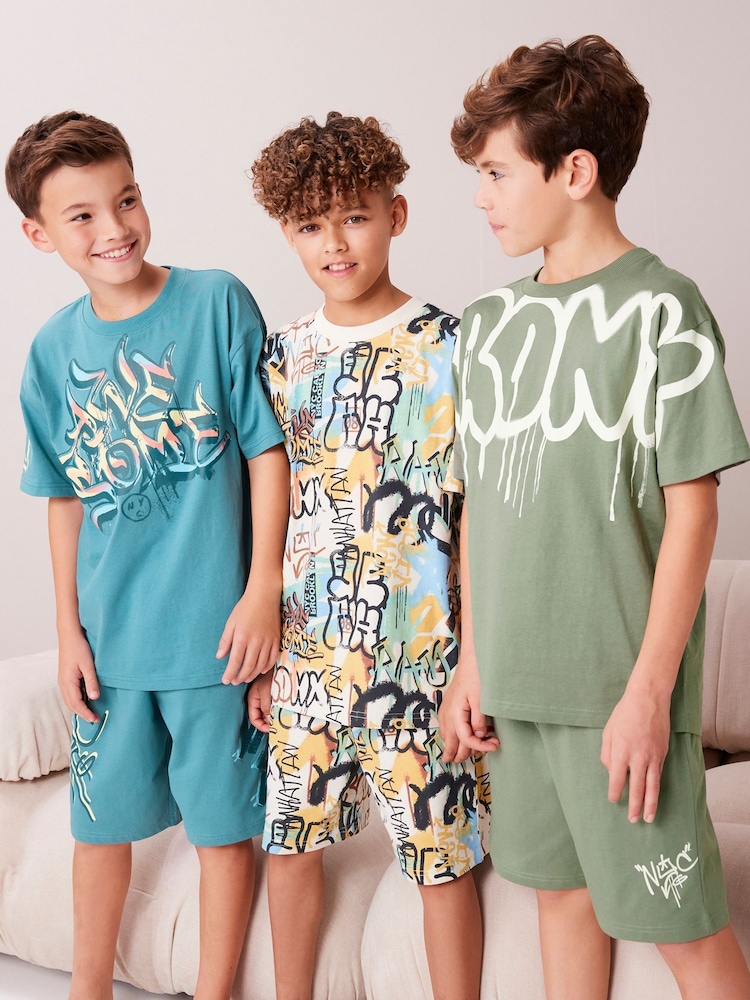 Graffitis bleu/vert - Pyjama court 3 Pack (3-16ans) - Image 1 de 10