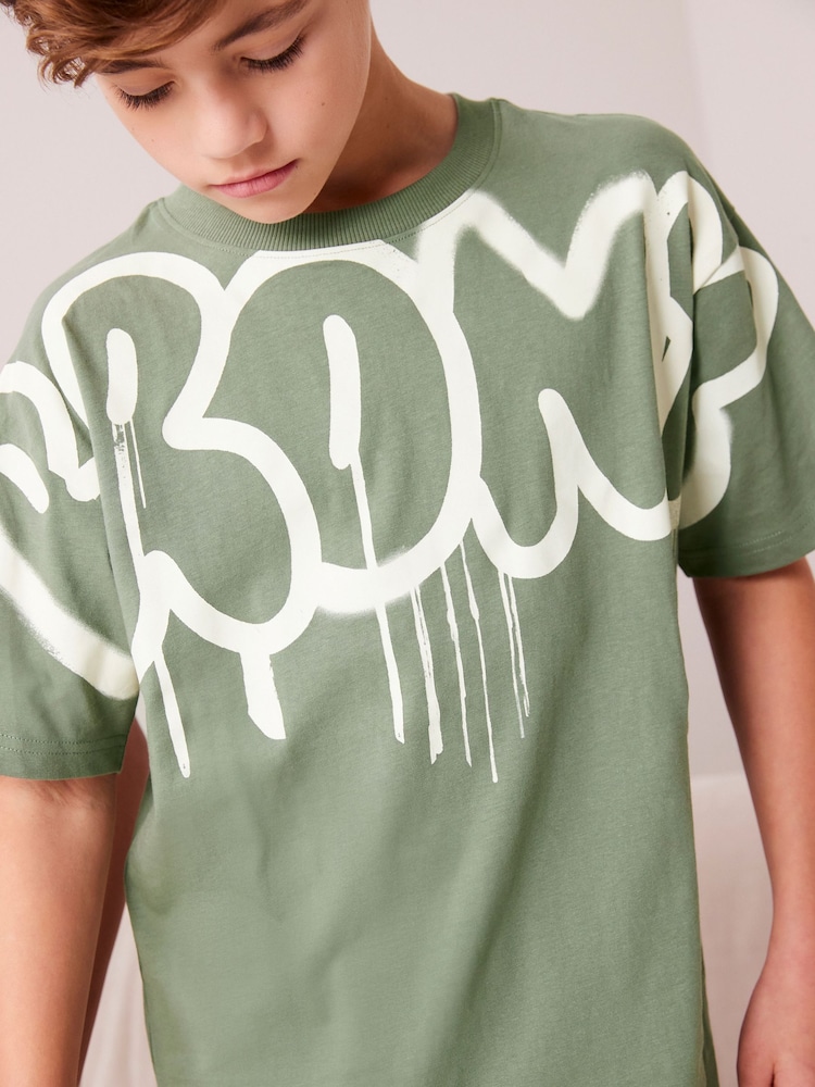 Blue/Green Graffiti Short Pyjamas 3 Pack (3-16yrs) - Image 7 of 10