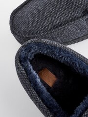 Navy Blue Faux Fur Lined Apron Slippers - Image 4 of 6