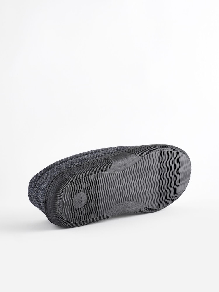 Navy Blue Faux Fur Lined Apron Slippers - Image 6 of 6 Navy Blue Faux Fur Lined Apron Slippers - Image 6 of 6