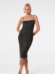 Forever New Black Bella Embellished Mesh Dress - Image 1 of 4