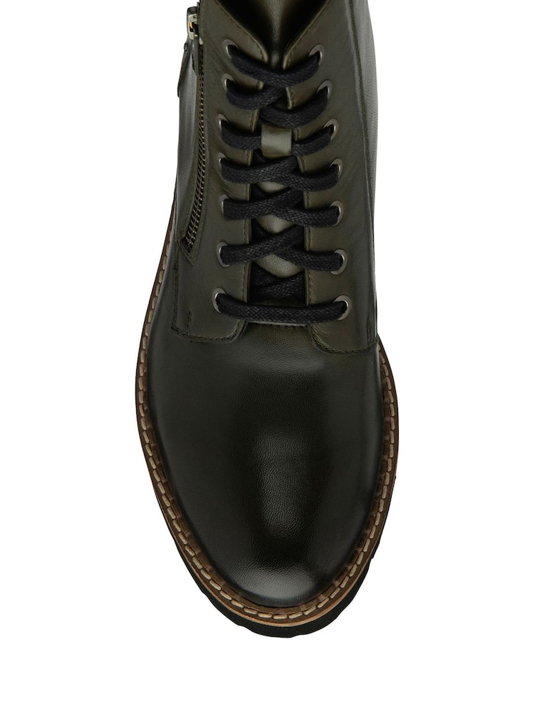 Lotus Green Leather Zip-Up Ankle Boots - Image 4 of 4