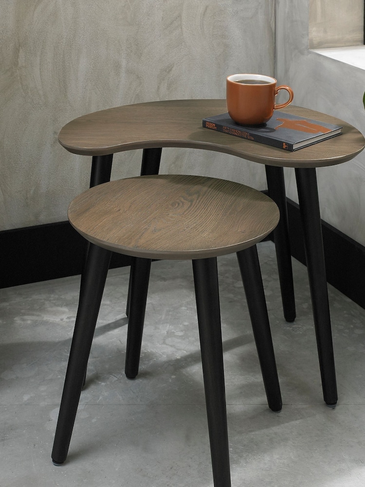 Bentley Designs Natural Vintage Weathered Oak Nest of Lamp Tables - Image 1 of 3