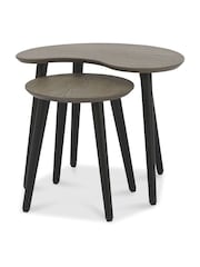 Bentley Designs Natural Vintage Weathered Oak Nest of Lamp Tables - Image 2 of 3