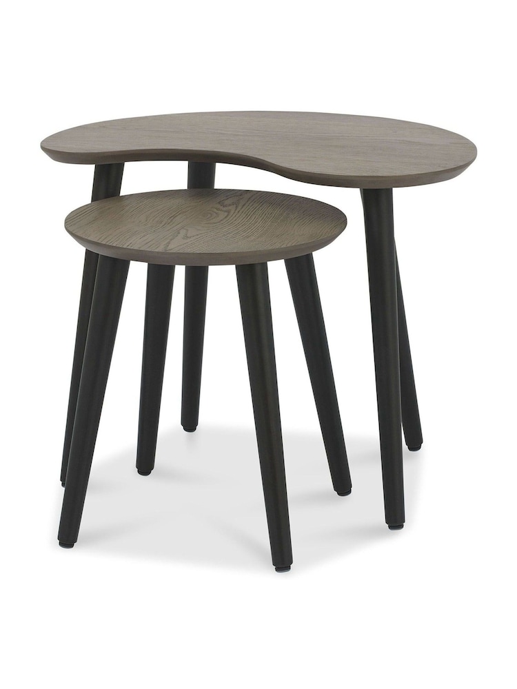 Bentley Designs Natural Vintage Weathered Oak Nest of Lamp Tables - Image 2 of 3