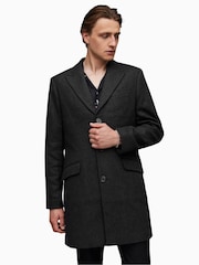 AllSaints Black Manfred Coat - Image 2 of 10