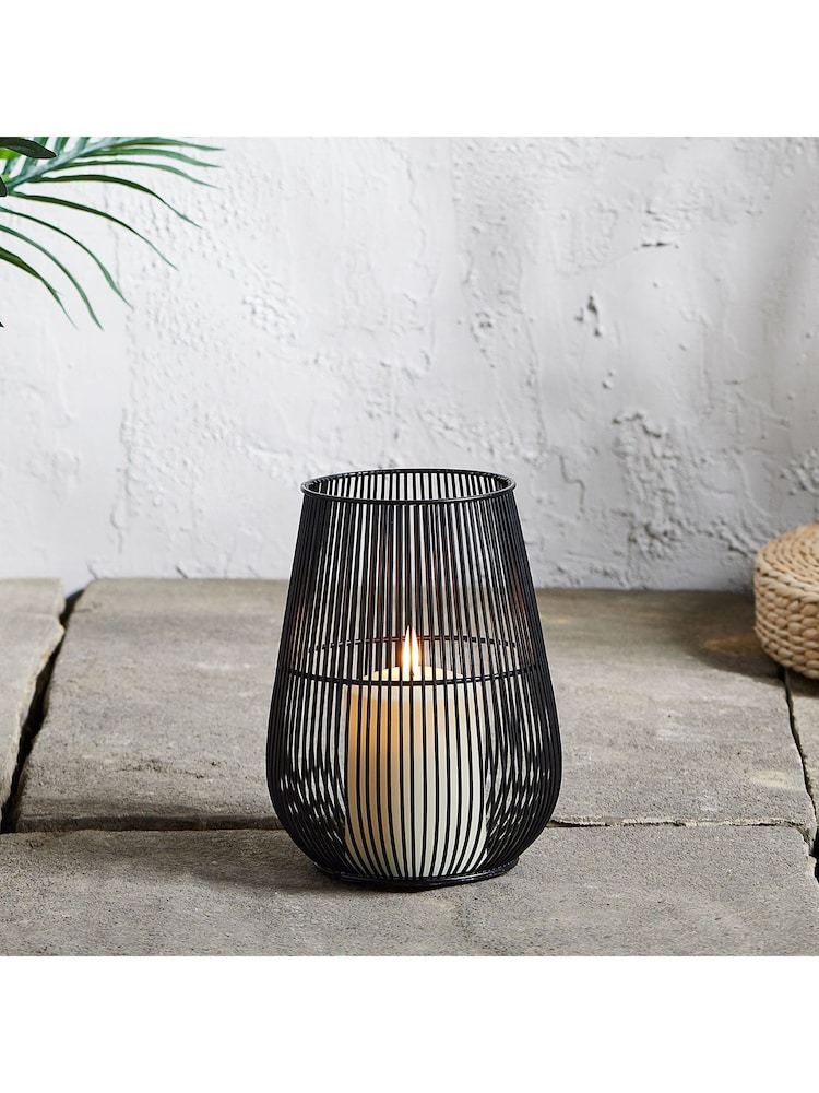 Lights4fun Black Large Garden Lantern with TruGlow® Candle - Image 1 of 2