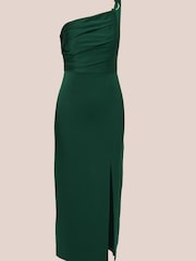 Adrianna Papell Green Satin Crepe Dress - Image 6 of 7