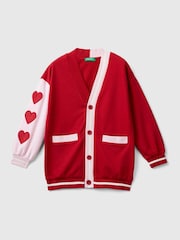 Benetton, Pink Heart, Strickjacke mit Ärmeln aus 100 % Baumwolle - Bild 1 von 3