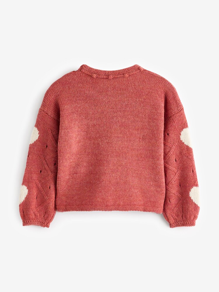 Benetton Red Heart 100% Cotton Print Jumper - Image 2 of 4