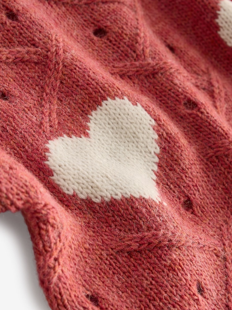 Benetton Red Heart 100% Cotton Print Jumper - Image 4 of 4