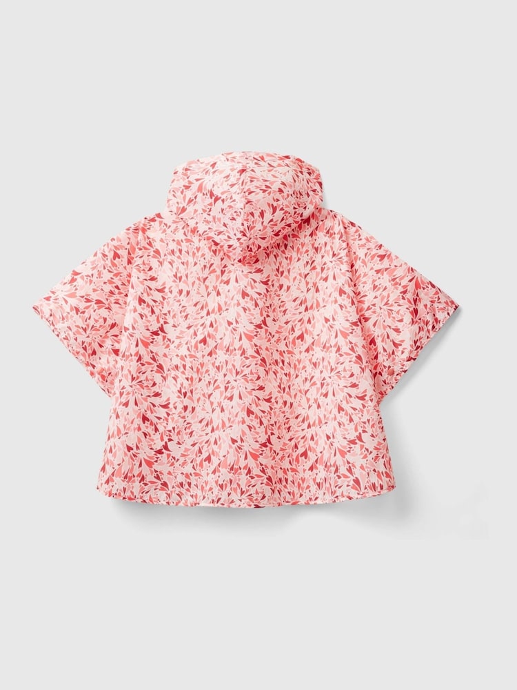 Benetton Pink Heart Print 100% Cotton Showerproof Poncho - Image 2 of 3