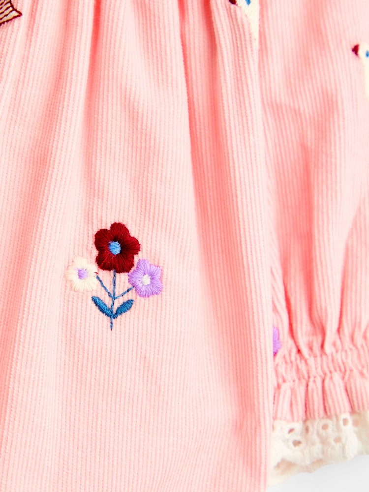 JoJo Maman Bébé Pink Bird & Floral Embroidered Cord Baby Dress - Image 4 of 4 JoJo Maman Bébé Pink Bird & Floral Embroidered Cord Baby Dress - Image 4 of 4