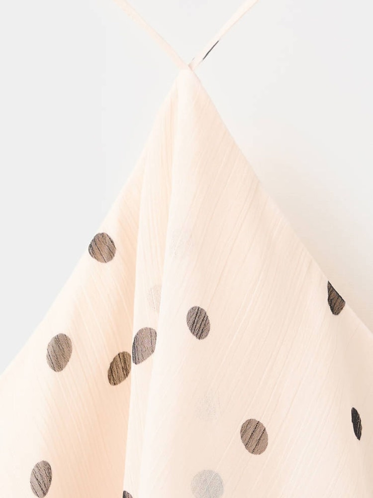 Mango Cream Polka Dot Midi Dress - Image 7 of 7 Mango Cream Polka Dot Midi Dress - Image 7 of 7
