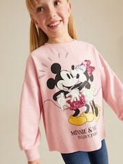 Pink Sequin Disney Minnie & Mickey Mouse License Long Sleeve T-Shirt (3-16yrs) - Image 2 of 7