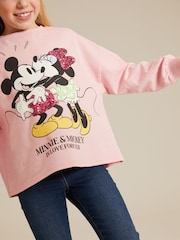 Pink Sequin Disney Minnie & Mickey Mouse License Long Sleeve T-Shirt (3-16yrs) - Image 4 of 7
