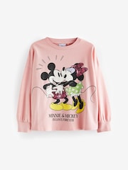 Pink Sequin Disney Minnie & Mickey Mouse License Long Sleeve T-Shirt (3-16yrs) - Image 5 of 7