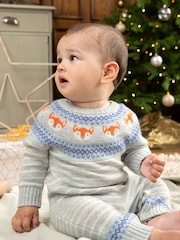 Jojo Maman Bébé Fox Motif Fair Isle en maille Tout-en-un - Image 3 de 5