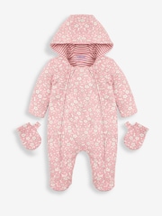 JoJo Maman Bébé Pink Mouse Print Cosy Pramsuit - Image 2 of 3