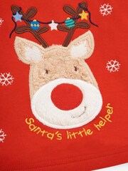 JoJo Maman Bébé Red Reindeer Tartan Pyjama - Image 4 of 6