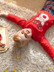 JoJo Maman Bébé Red Reindeer Tartan Pyjama - Image 5 of 6
