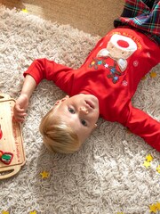 JoJo Maman Bébé Red Reindeer Tartan Pyjama - Image 6 of 6