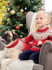 JoJo Maman Bébé Red Knitted Christmas Reindeer Fair Isle Pattern Pets Jumper - Image 2 of 3