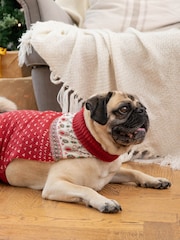 JoJo Maman Bébé Red Knitted Christmas Reindeer Fair Isle Pattern Pets Jumper - Image 3 of 3