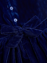 JoJo Maman Bébé Navy Velvet Smocked Party Dress - Image 3 of 3