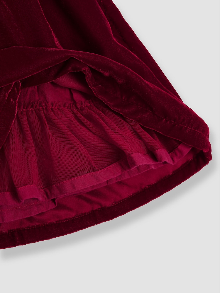 JoJo Maman Bébé Red Smocked Velvet Party Dress - Image 4 of 5
