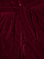 JoJo Maman Bébé Red Smocked Velvet Party Dress - Image 5 of 5
