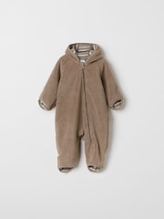 Polarn O. Pyret Natural Showerproof Teddy Fleece Pramsuit - Image 2 of 6