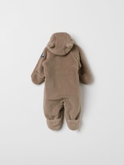 Polarn O. Pyret Natural Showerproof Teddy Fleece Pramsuit - Image 3 of 6
