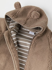 Polarn O. Pyret Natural Showerproof Teddy Fleece Pramsuit - Image 4 of 6