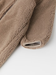 Polarn O. Pyret Natural Showerproof Teddy Fleece Pramsuit - Image 5 of 6