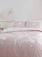 Catherine Lansfield Blush Pink Meadowsweet Floral Reversible Duvet Cover Set - Image 1 of 4