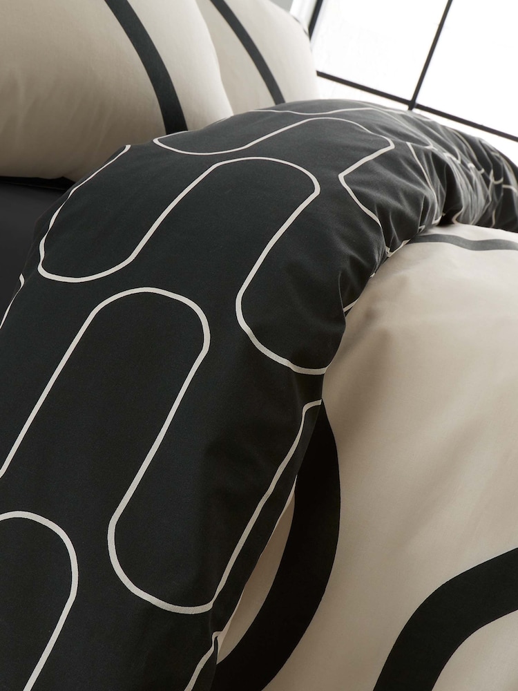 Catherine Lansfield Natural Linear Curve Geo Duvet Cover Set - Image 4 of 4