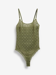 Khaki Green Geo Lace Square Neck Body - Image 6 of 6