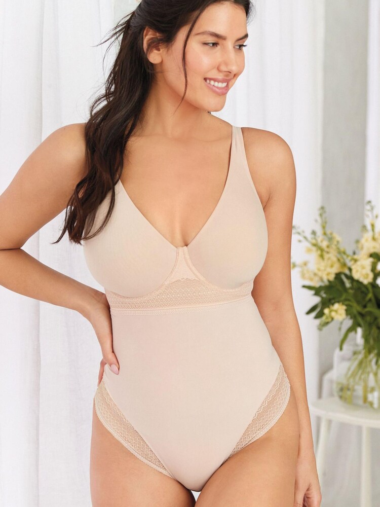 Nude DD+ Lace Tummy Control Shaping No VPL, Smoothing, Wired Bodysuit - Image 1 of 5