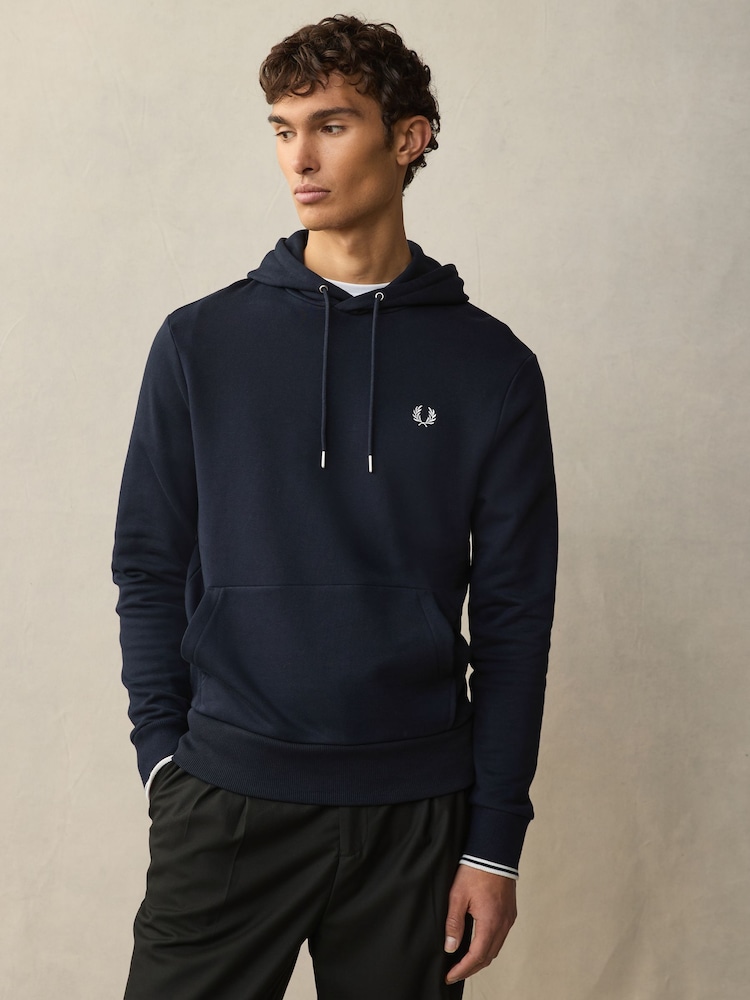 Темно-синий - Толстовка без застежек с контрастной отделкой Fred Perry - Image 1 of 4