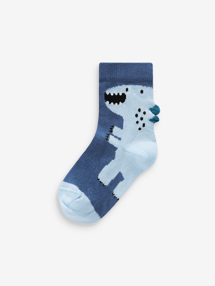 Blue Dino Cotton Rich Socks 7 Pack - Image 2 of 8