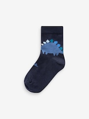 Blue Dino Cotton Rich Socks 7 Pack - Image 5 of 8